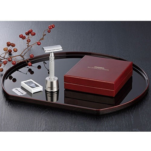 Feather All Stainless Steel Double Edge Safety Razor W/Stainless Steel Stand (AS-D2S)
