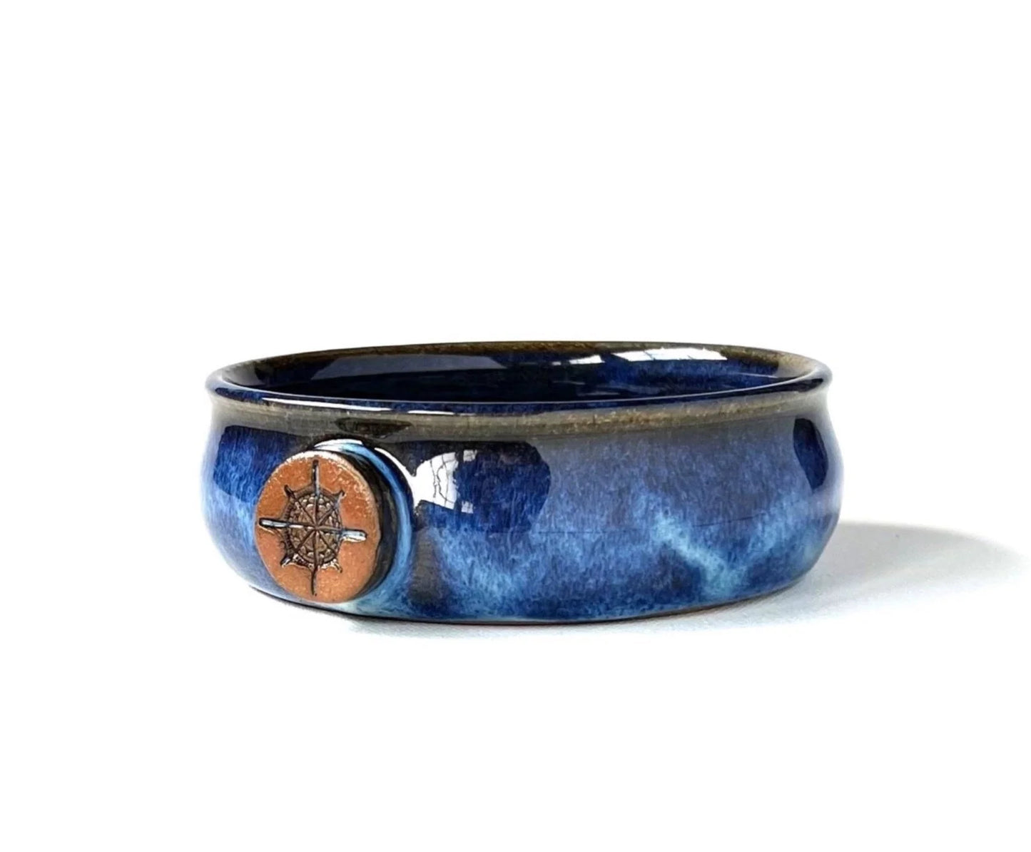 Captain’s Choice ceramic lather bowl in cobalt blue for wet shaving