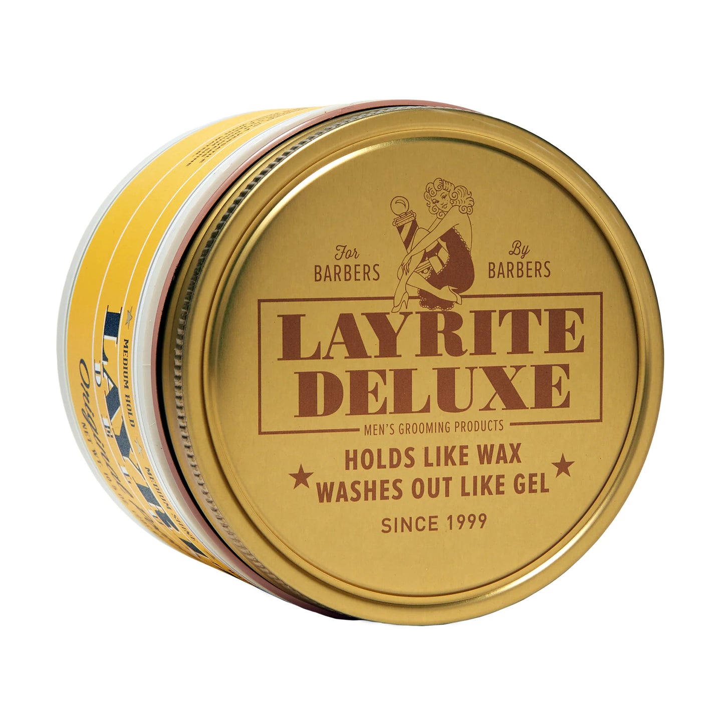 Layrite Deluxe Original Pomade 10.5 oz barber size pomade with metal lid