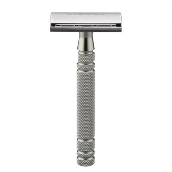 Feather All Stainless Steel Double Edge Safety Razor W/Stainless Steel Stand (AS-D2S)